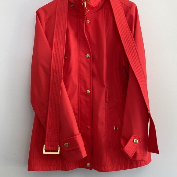 NEW Michael Kors Orange Poppy Trench Coat Size M - Picture 3 of 10